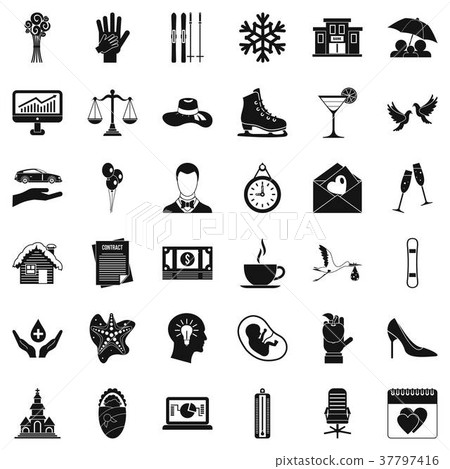 Happy icons set, simple style 37797416
