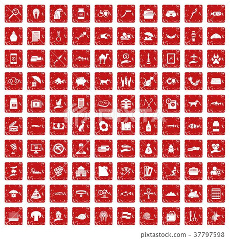 100 cat icons set grunge red 100 cat icons set grunge red 37797598