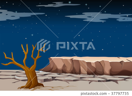 Nature scene with dry land at night time 37797735