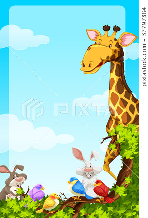 Background template with wild animals - Stock Illustration [37797884 ...