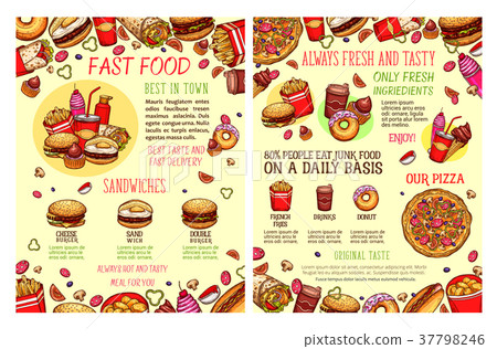 Vector street food fastfood snacks sketch menu 37798246