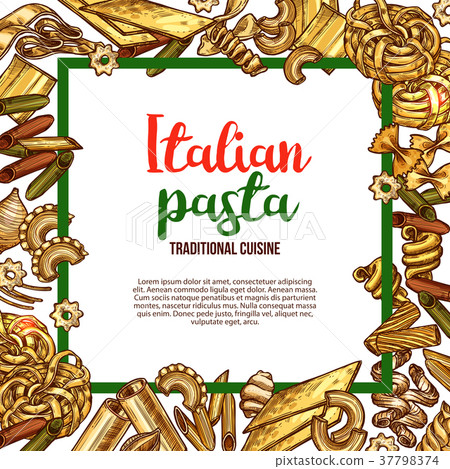 Vector pasta sketch poster for Italian cuisine Vector pasta sketch poster for Italian cuisine 37798374