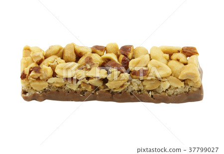 almonds and peanuts bar isolated on white almonds and peanuts bar isolated on white 37799027