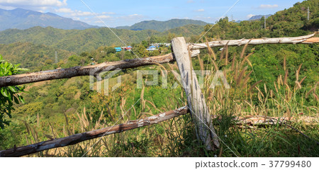 Wooden fence for the people fell to the bottom. Wooden fence for the people fell to the bottom. 37799480