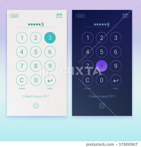 Passcode interface for lock screen, login or enter 37800987