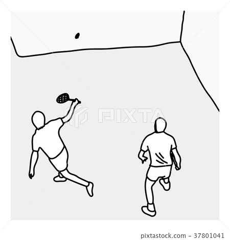 top view man serving the ball in the squash court 37801041