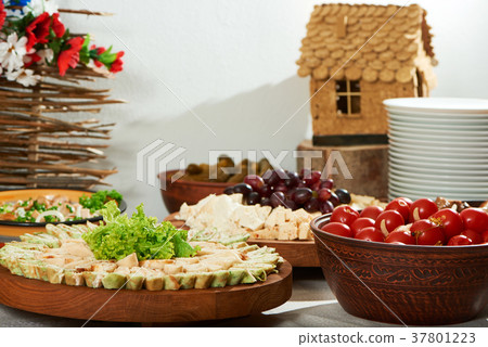 Marinated tomatoes,vegetable rolls, cheese Marinated tomatoes,vegetable rolls, cheese 37801223