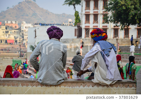 People on street in Pushkar, India People on street in Pushkar, India 37801629