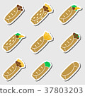 set of color tortilla food stickers set eps10 37803203