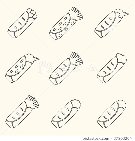 set of outline tortilla food icons set eps10 set of outline tortilla food icons set eps10 37803204
