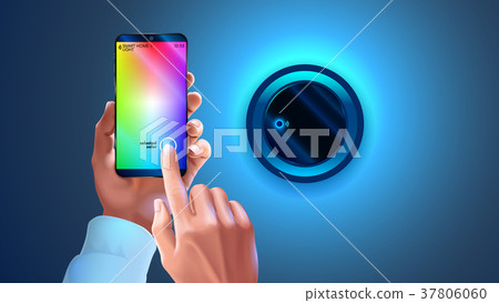 Hue app on phone used to control smart lamp in Hue app on phone used to control smart lamp in 37806060