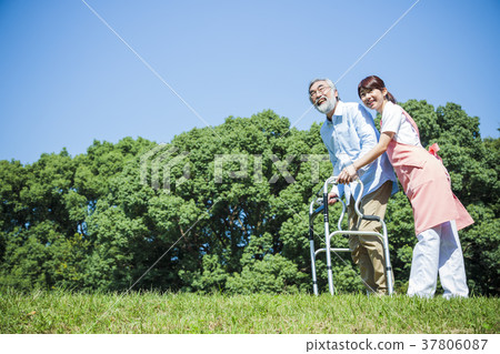 Nursing care senior female male helper caregiver 37806087