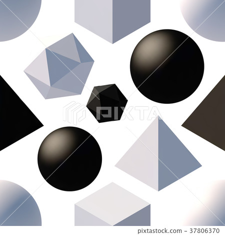 Pattern with 3d shapes. 37806370