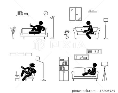 Stick figure resting at home position set 37806525