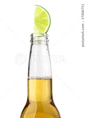 beer bottle with lime slice beer bottle with lime slice 37806751