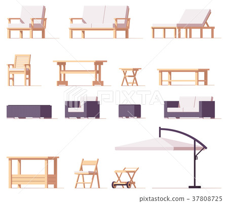 Vector patio and outdoor furniture set 37808725