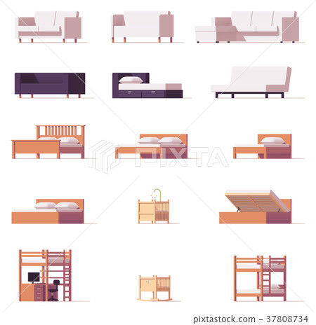 Vector beds and sofas set Vector beds and sofas set 37808734