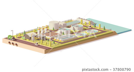 Vector low poly wastewater treatment plant 37808790