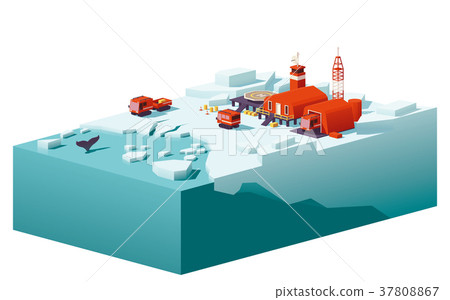 Vector low poly polar station Vector low poly polar station 37808867