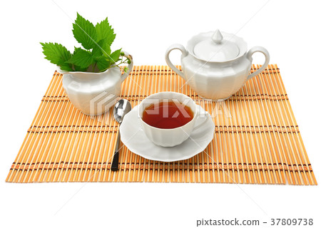 Set for tea isolated on white background. 37809738