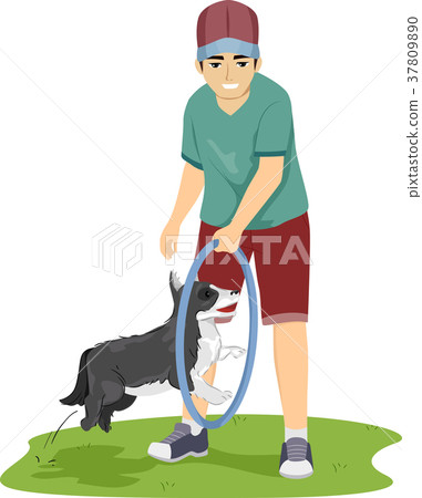 Teen Guy Dog Trainer Illustration Teen Guy Dog Trainer Illustration 37809890