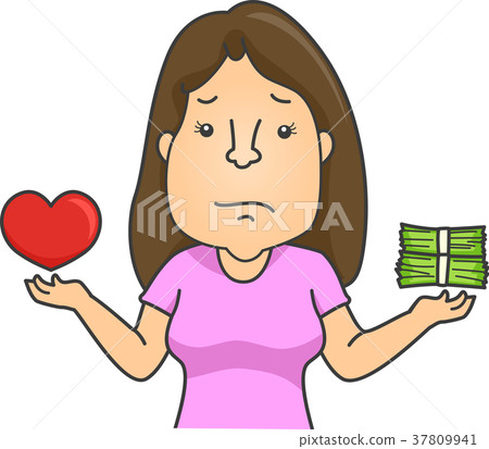 Girl Love Money Choice Illustration 37809941