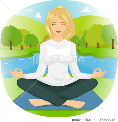 Girl Meditation Illustration 37809942