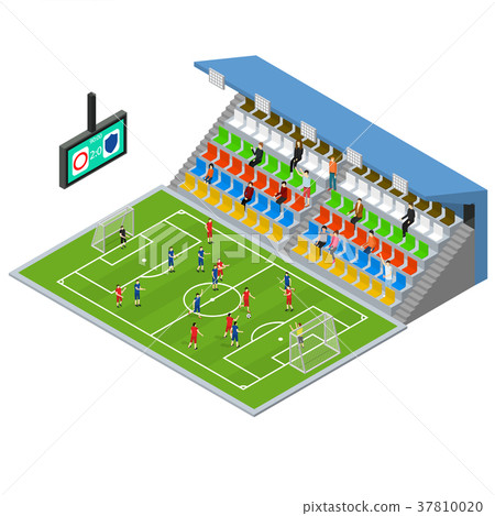 Soccer Stadium Competition Isometric View. Vector 37810020