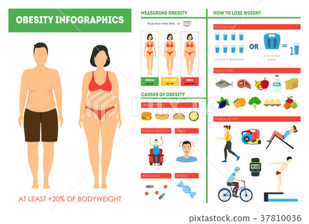 Cartoon Obesity Weight Loss Infographics Card Cartoon Obesity Weight Loss Infographics Card 37810036