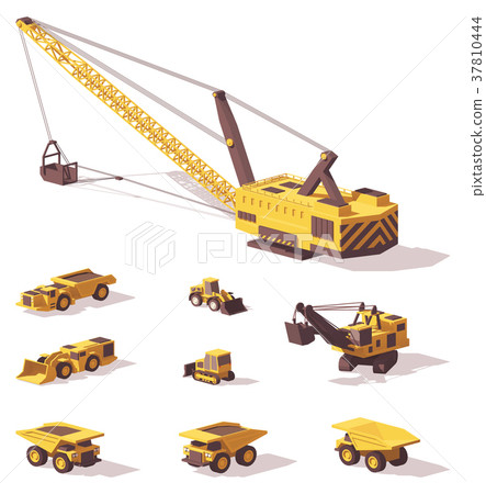 Vector low poly mining machines 37810444