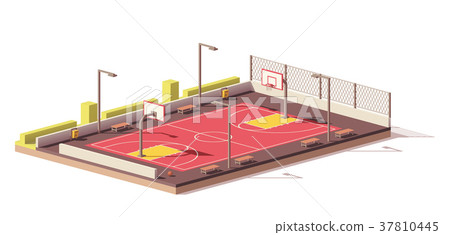 Vector low poly basketball court Vector low poly basketball court 37810445