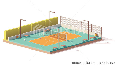 Vector low poly volleyball court 37810452