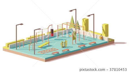 Vector low poly street fitness gym 37810453