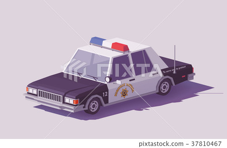Vector low poly classic American police car Vector low poly classic American police car 37810467