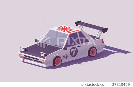 Vector low poly classic drift car Vector low poly classic drift car 37810469
