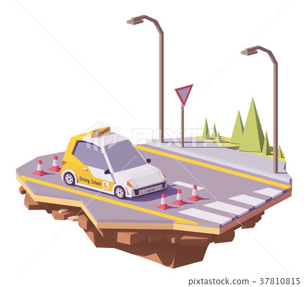 Vector low poly driving school car 37810815