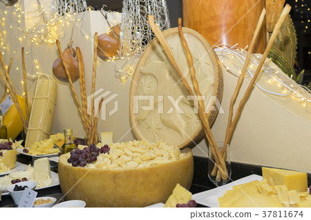 cheese on a sumptuous buffet in the hotel 37811674