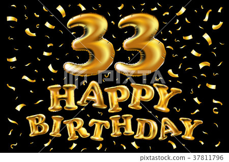 vector 33 Gold balloons confetti thirty three 37811796