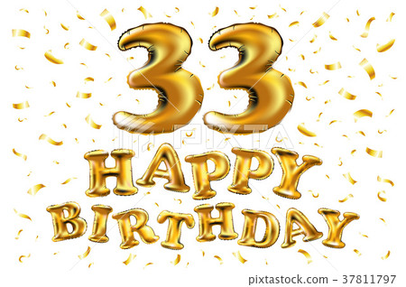 vector 33 Gold balloons confetti thirty three 37811797