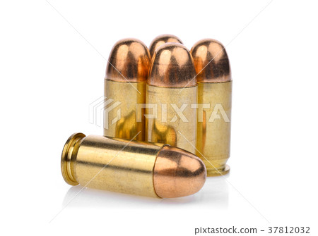 cartridges of .45 ACP pistols ammo isolated 37812032