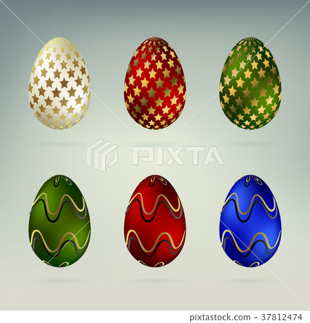set of Easter eggs in different colors 37812474