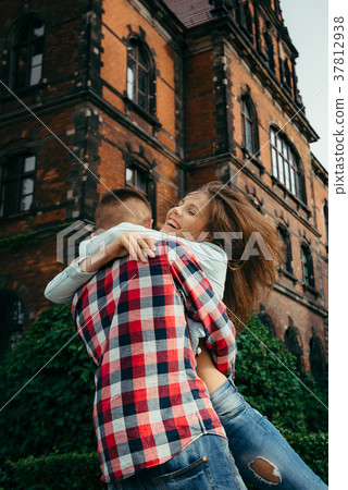 Emotional outdoor portrait of the happy beautiful Emotional outdoor portrait of the happy beautiful 37812938
