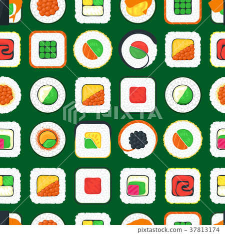 Sushi Seamless Pattern Background. Vector - Stock Illustration ...