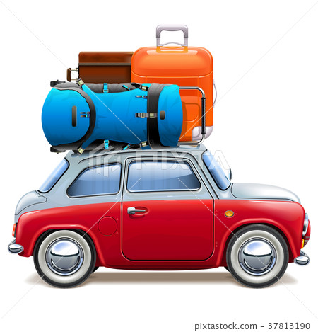 Vector Red Car with Baggage 37813190