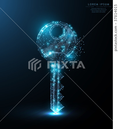 Key. Polygonal wireframe mesh art with crumbled 37814015