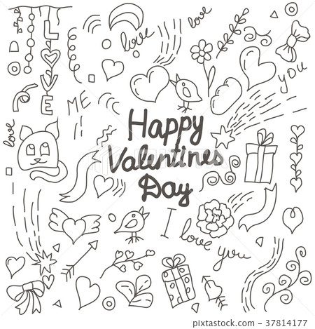 Valentines day hand drawn doodle card Valentines day hand drawn doodle card 37814177