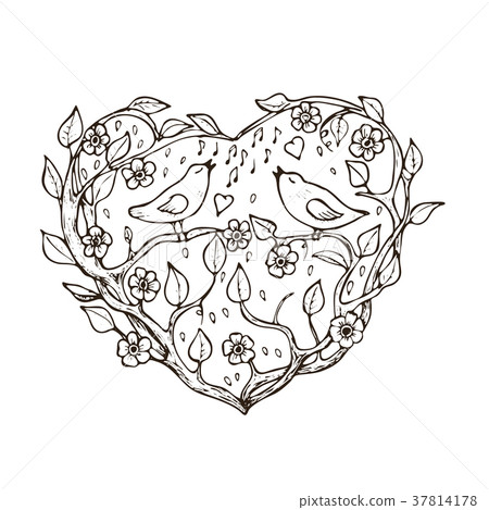 Valentines day hand drawn doodle card Valentines day hand drawn doodle card 37814178