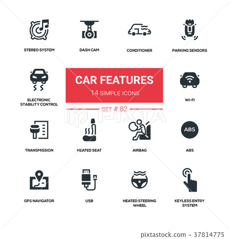 Car features - line design silhouette icons set 37814775