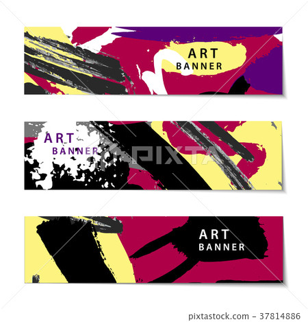 Vector set of abstract artistic painted horizontal - Stock Illustration ...