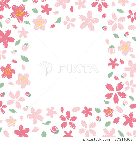 手寫風格櫻花框架材料 37816303